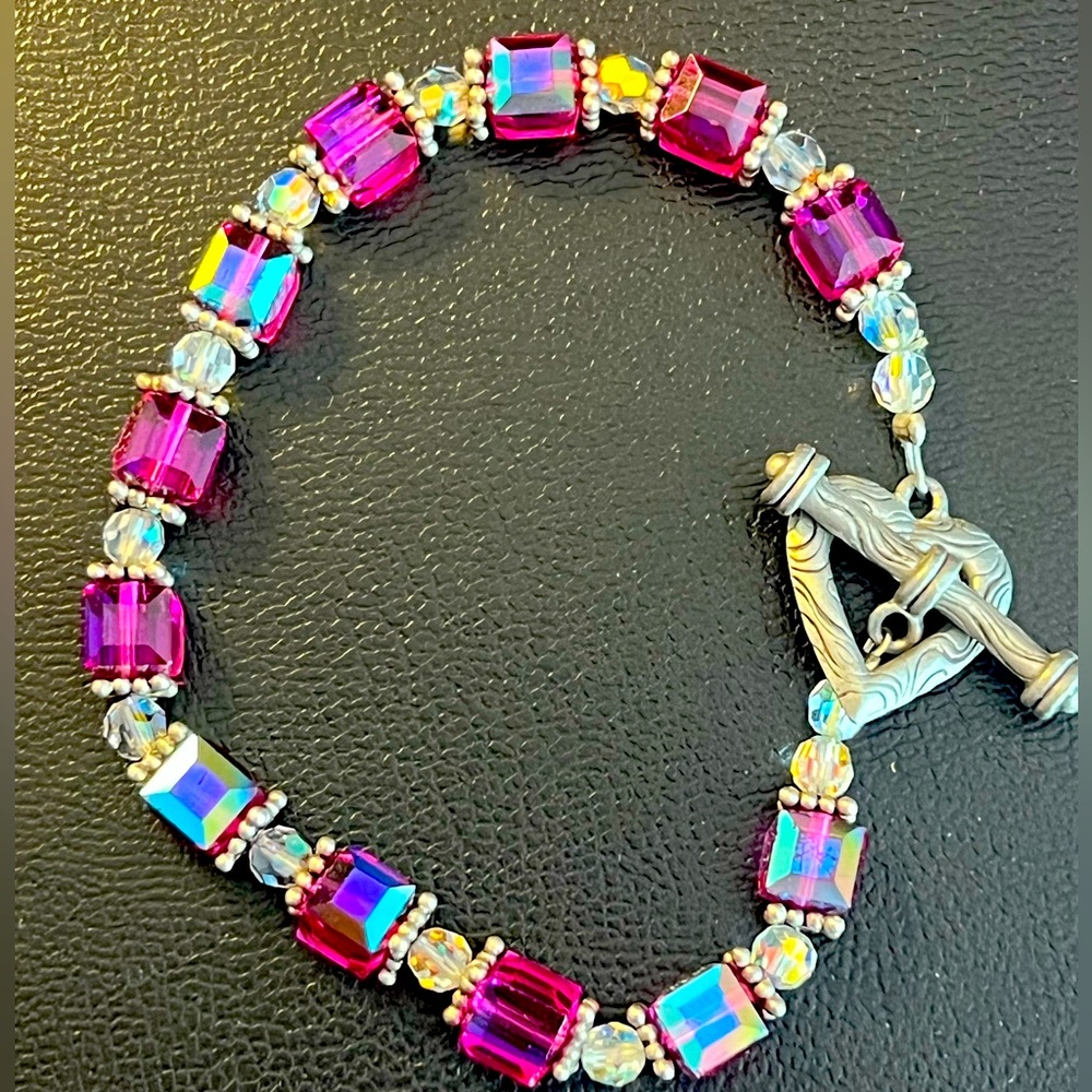 Garnet/Clear Crystal Bracelet